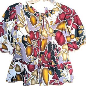MELLODAY BRIGHT FLORAL PRINT TOP SIZE LARGE NWT